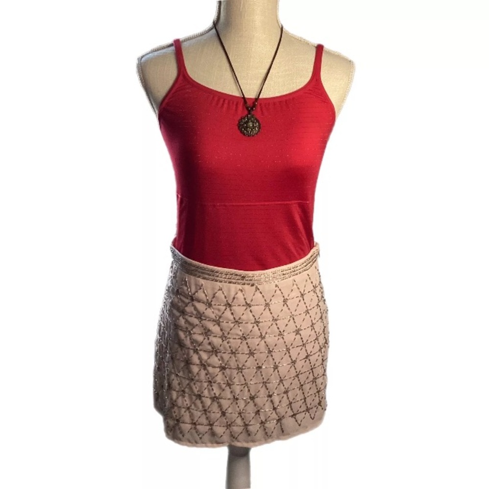 XXI Forever 21 Womens Straight Mini Skirt Small Sequins Diamond Pattern